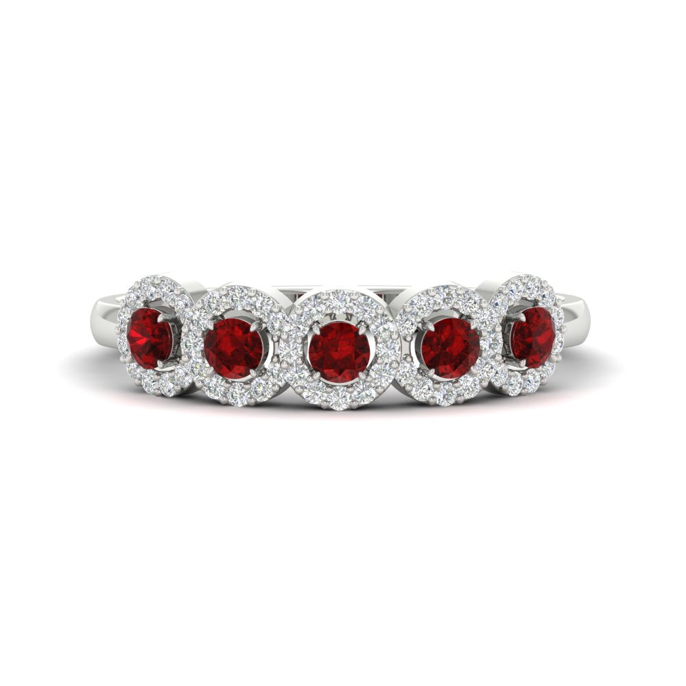 half-carat-classic-5-stone-round-halo-diamond-wedding-band-with-ruby-white-gold-FD11137BGRUDR-NL-WG