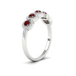 Load image into Gallery viewer, half-carat-classic-5-stone-round-halo-diamond-wedding-band-with-ruby-white-gold-FD11137BGRUDR-NL-WG
