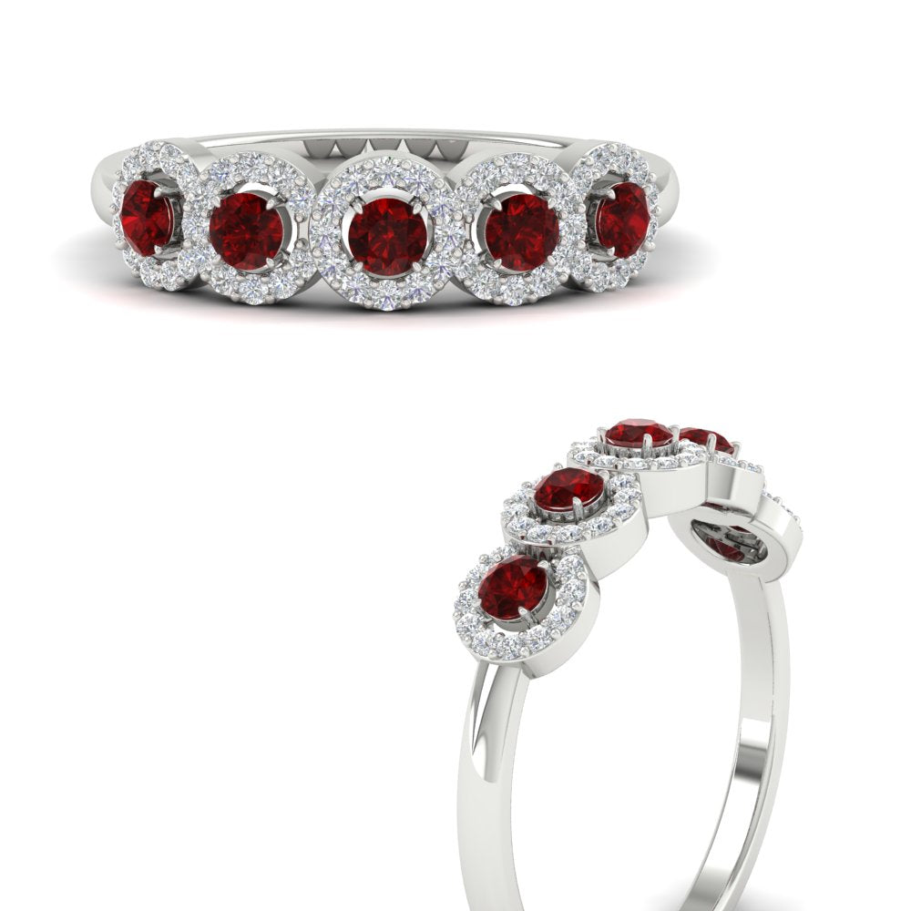 half-carat-classic-5-stone-round-halo-diamond-wedding-band-with-ruby-white-gold-FD11137BGRUDR-NL-WG