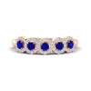 Load image into Gallery viewer, half-carat-classic-5-stone-round-halo-diamond-wedding-band-with-sapphire-in-rose-gold-FD11137BGSABL-NL-RG