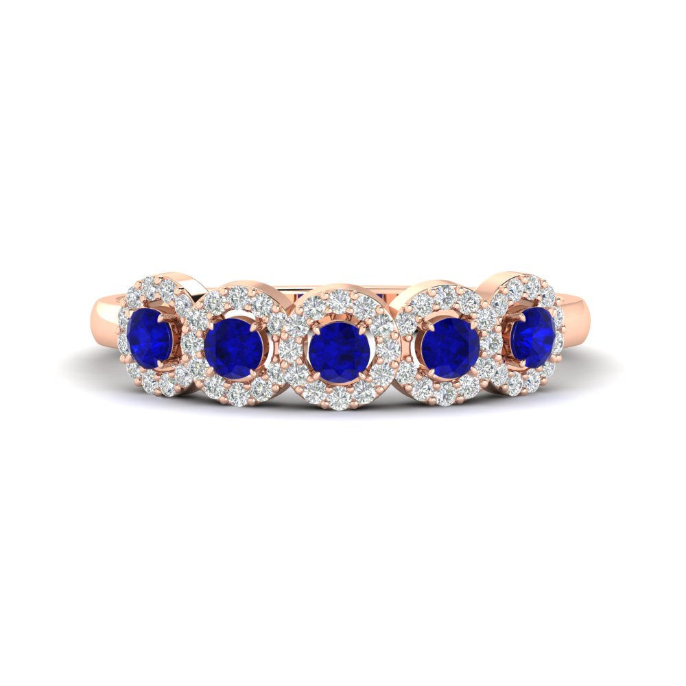 half-carat-classic-5-stone-round-halo-diamond-wedding-band-with-sapphire-in-rose-gold-FD11137BGSABL-NL-RG