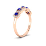 Load image into Gallery viewer, half-carat-classic-5-stone-round-halo-diamond-wedding-band-with-sapphire-in-rose-gold-FD11137BGSABL-NL-RG
