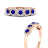 Load image into Gallery viewer, half-carat-classic-5-stone-round-halo-diamond-wedding-band-with-sapphire-in-rose-gold-FD11137BGSABL-NL-RG