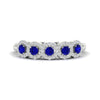 Load image into Gallery viewer, half-carat-classic-5-stone-round-halo-diamond-wedding-band-with-sapphire-white-gold-FD11137BGSABL-NL-WG