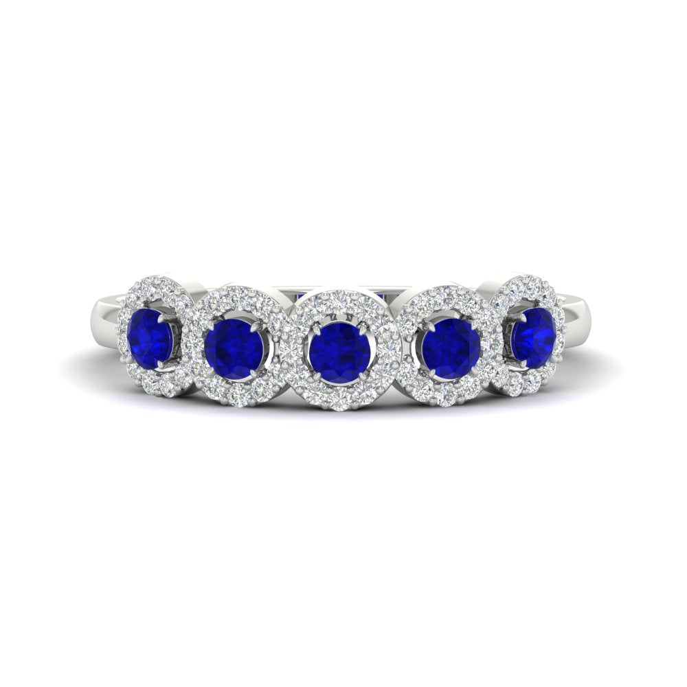 half-carat-classic-5-stone-round-halo-diamond-wedding-band-with-sapphire-white-gold-FD11137BGSABL-NL-WG