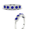 Load image into Gallery viewer, half-carat-classic-5-stone-round-halo-diamond-wedding-band-with-sapphire-white-gold-FD11137BGSABL-NL-WG