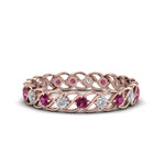 Load image into Gallery viewer, half-carat-diamond-anniversary-eternity-ring-with-pink-sapphire-in-rose-gold-FDEWB124119ROR(2.00MM)GSADRPI-NL-RG
