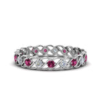 Load image into Gallery viewer, half-carat-diamond-anniversary-eternity-ring-with-pink-sapphire-in-white-gold-FDEWB124119ROR(2.00MM)GSADRPI-NL-WG
