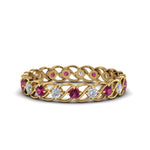 Load image into Gallery viewer, half-carat-diamond-anniversary-eternity-ring-with-pink-sapphire-in-yellow-gold-FDEWB124119ROR(2.00MM)GSADRPI-NL-YG

