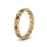 Load image into Gallery viewer, half-carat-diamond-anniversary-eternity-ring-with-pink-sapphire-in-yellow-gold-FDEWB124119ROR(2.00MM)GSADRPI-NL-YG
