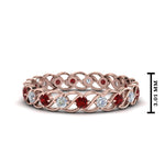Load image into Gallery viewer, half-carat-diamond-anniversary-eternity-ring-with-ruby-in-rose-gold-FDEWB124119ROR(2.00MM)GRUDR-NL-RG
