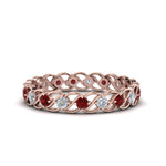 Load image into Gallery viewer, half-carat-diamond-anniversary-eternity-ring-with-ruby-in-rose-gold-FDEWB124119ROR(2.00MM)GRUDR-NL-RG
