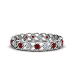 Load image into Gallery viewer, half-carat-diamond-anniversary-eternity-ring-with-ruby-in-white-gold-FDEWB124119ROR(2.00MM)GRUDR-NL-WG

