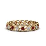 Load image into Gallery viewer, half-carat-diamond-anniversary-eternity-ring-with-ruby-in-yellow-gold-FDEWB124119ROR(2.00MM)GRUDR-NL-YG
