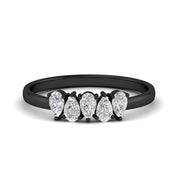 Half Carat Diamond Teardrop 5 Stone Wedding Band