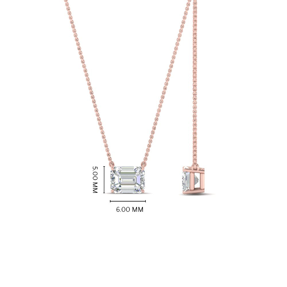 Emerald Cut East West Solitaire Pendant