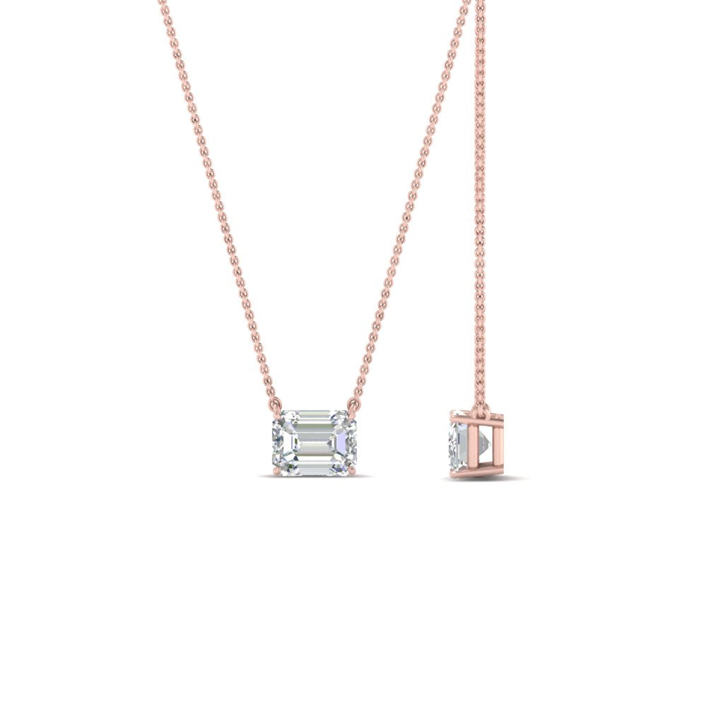 Emerald Cut East West Solitaire Pendant