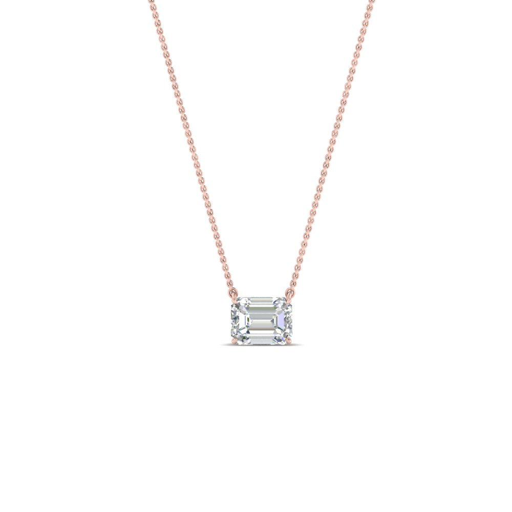 Emerald Cut East West Solitaire Pendant