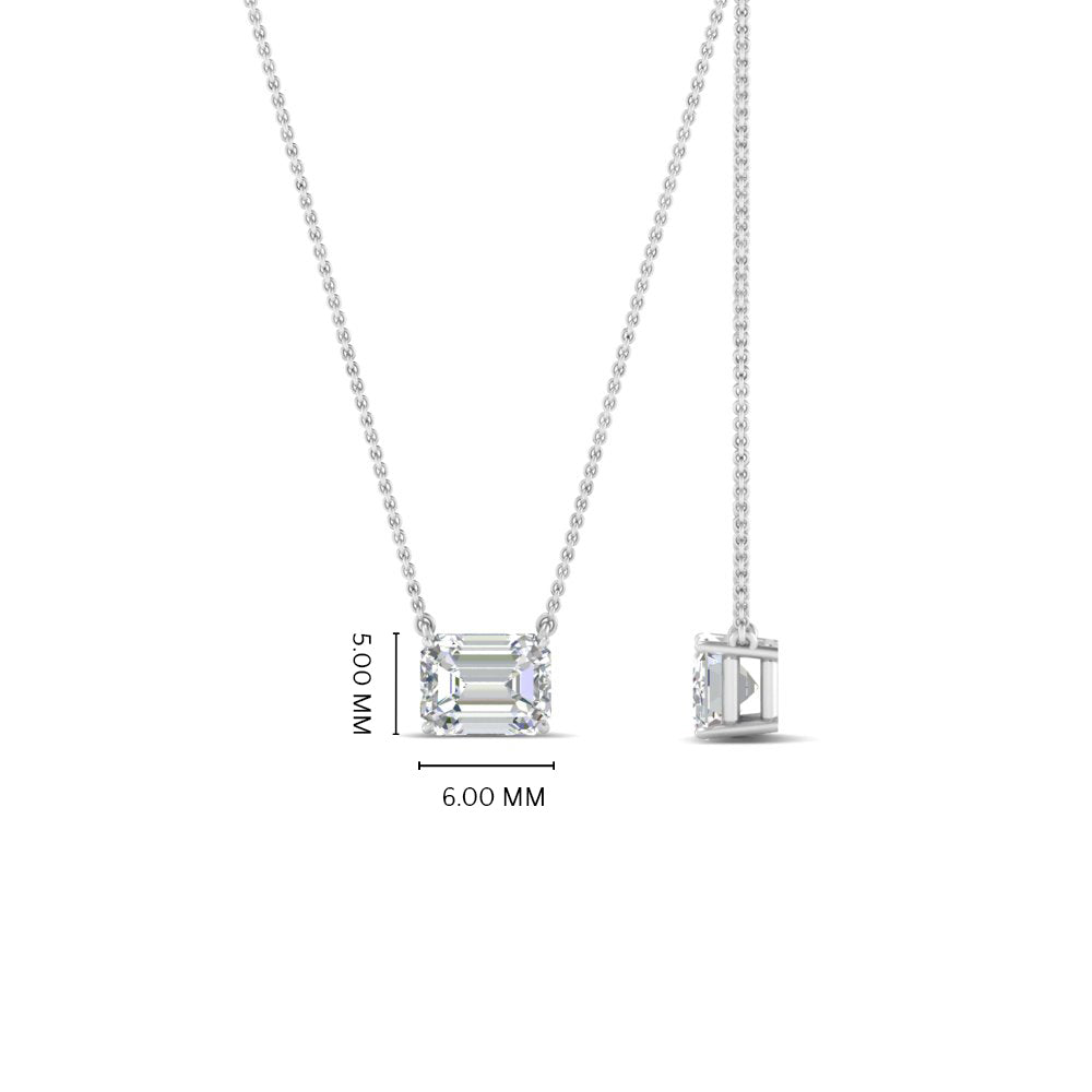 Emerald Cut East West Solitaire Pendant