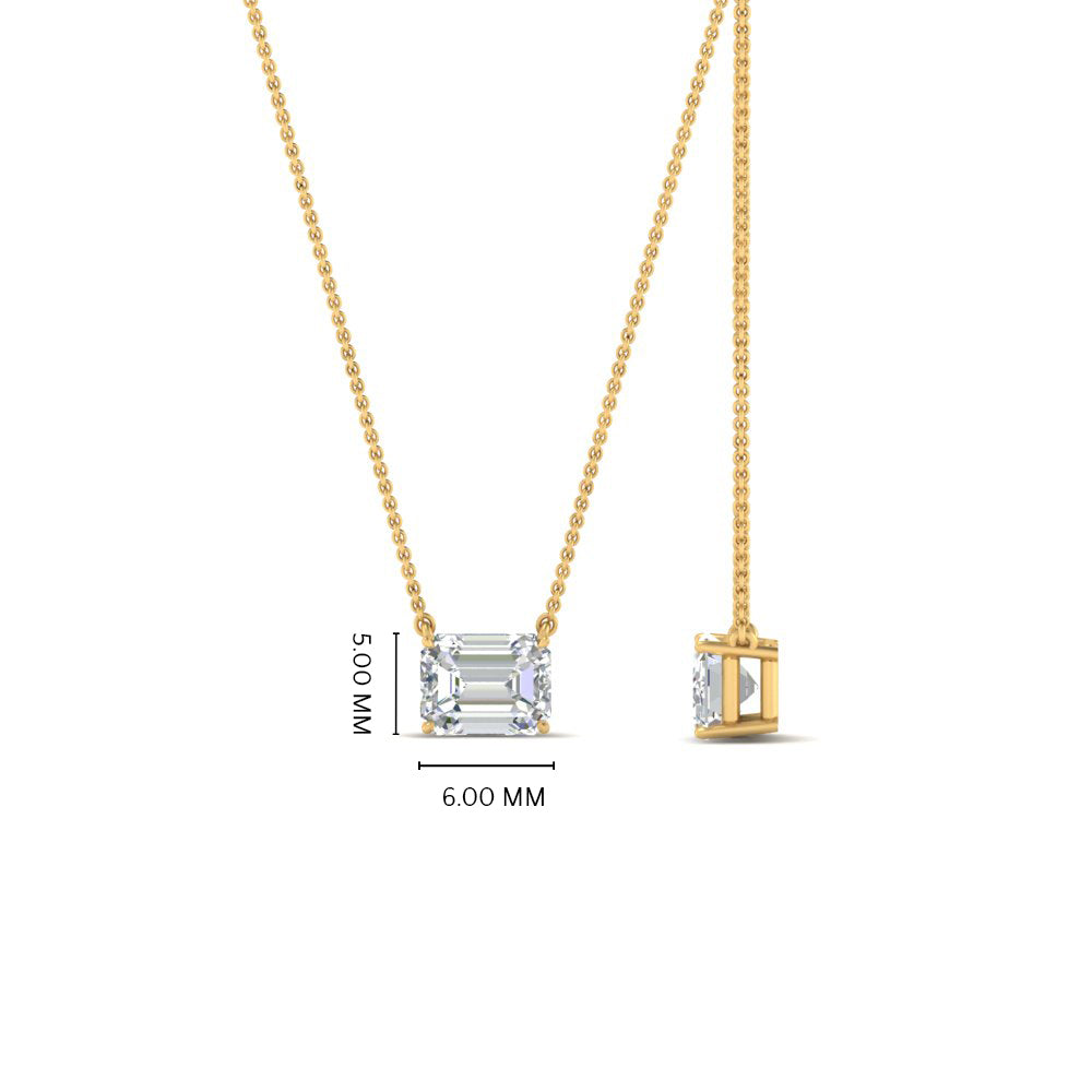 Emerald Cut East West Solitaire Pendant