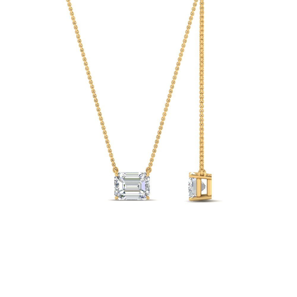 Emerald Cut East West Solitaire Pendant
