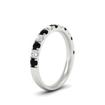 Load image into Gallery viewer, half-carat-french-pave-diamond-band-with-black-diamond-in-white-gold-FD9331ROBGBLACKANGLE2-0.50CT-NL-WG

