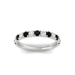 Load image into Gallery viewer, half-carat-french-pave-diamond-band-with-black-diamond-in-white-gold-FD9331ROBGBLACKANGLE5-0.50CT-NL-WG
