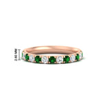 Load image into Gallery viewer, half-carat-french-pave-diamond-band-with-emerald-in-rose-gold-FD9331ROBGEMGR-0.50CT-NL-RG-HW
