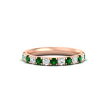 Load image into Gallery viewer, half-carat-french-pave-diamond-band-with-emerald-in-rose-gold-FD9331ROBGEMGR-0.50CT-NL-RG
