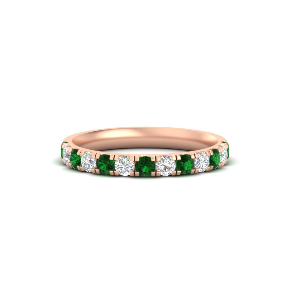 half-carat-french-pave-diamond-band-with-emerald-in-rose-gold-FD9331ROBGEMGR-0.50CT-NL-RG