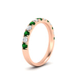 Load image into Gallery viewer, half-carat-french-pave-diamond-band-with-emerald-in-rose-gold-FD9331ROBGEMGRANGLE2-0.50CT-NL-RG
