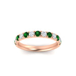 Load image into Gallery viewer, half-carat-french-pave-diamond-band-with-emerald-in-rose-gold-FD9331ROBGEMGRANGLE5-0.50CT-NL-RG
