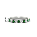 Load image into Gallery viewer, half-carat-french-pave-diamond-band-with-emerald-in-white-gold-FD9331ROBGEMGR-0.50CT-NL-WG-HW
