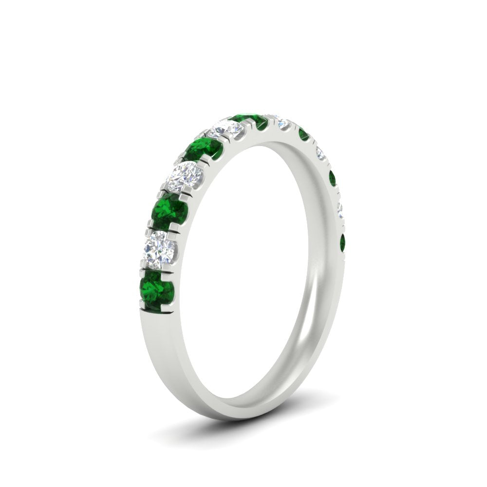 half-carat-french-pave-diamond-band-with-emerald-in-white-gold-FD9331ROBGEMGRANGLE2-0.50CT-NL-WG