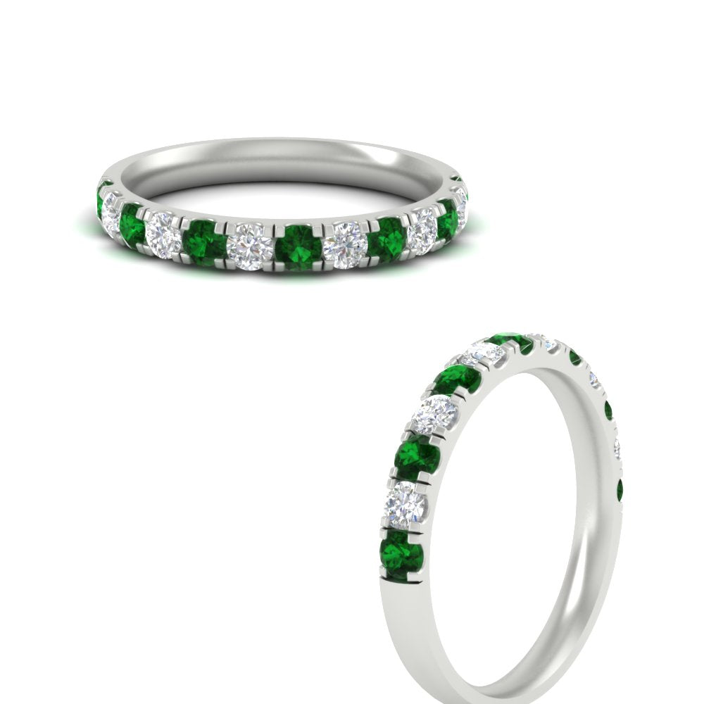 half-carat-french-pave-diamond-band-with-emerald-in-white-gold-FD9331ROBGEMGRANGLE3-0.50CT-NL-WG