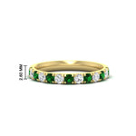 Load image into Gallery viewer, half-carat-french-pave-diamond-band-with-emerald-in-yellow-gold-FD9331ROBGEMGR-0.50CT-NL-YG-HW
