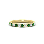 Load image into Gallery viewer, half-carat-french-pave-diamond-band-with-emerald-in-yellow-gold-FD9331ROBGEMGR-0.50CT-NL-YG
