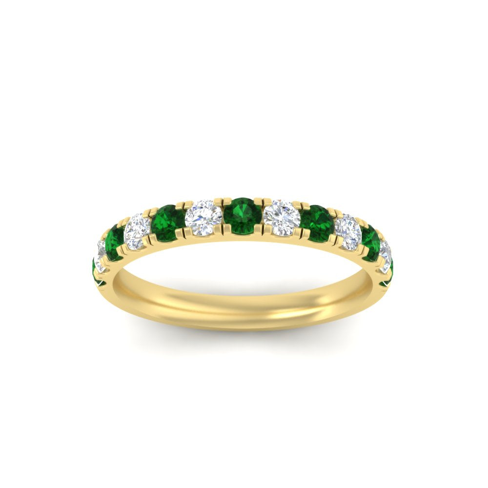 half-carat-french-pave-diamond-band-with-emerald-in-yellow-gold-FD9331ROBGEMGRANGLE5-0.50CT-NL-YG