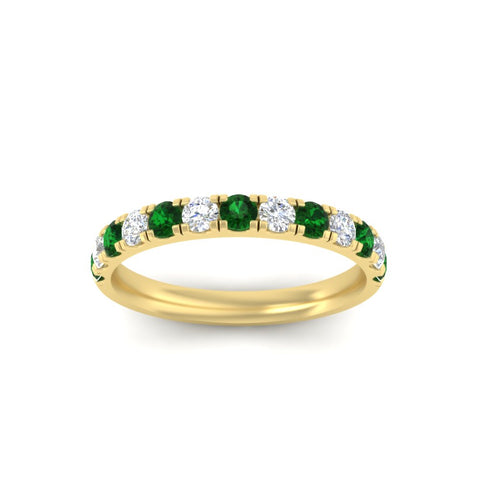 half-carat-french-pave-diamond-band-with-emerald-in-yellow-gold-FD9331ROBGEMGRANGLE5-0.50CT-NL-YG