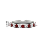 Load image into Gallery viewer, half-carat-french-pave-diamond-band-with-ruby-in-white-gold-FD9331ROBGRUDR-0.50CT-NL-WG-HW
