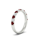 Load image into Gallery viewer, half-carat-french-pave-diamond-band-with-ruby-in-white-gold-FD9331ROBGRUDRANGLE2-0.50CT-NL-WG

