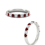 Load image into Gallery viewer, half-carat-french-pave-diamond-band-with-ruby-in-white-gold-FD9331ROBGRUDRANGLE3-0.50CT-NL-WG
