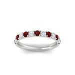 Load image into Gallery viewer, half-carat-french-pave-diamond-band-with-ruby-in-white-gold-FD9331ROBGRUDRANGLE5-0.50CT-NL-WG
