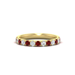 Load image into Gallery viewer, half-carat-french-pave-diamond-band-with-ruby-in-yellow-gold-FD9331ROBGRUDR-0.50CT-NL-YG

