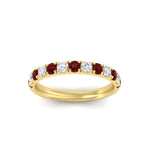Load image into Gallery viewer, half-carat-french-pave-diamond-band-with-ruby-in-yellow-gold-FD9331ROBGRUDRANGLE5-0.50CT-NL-YG
