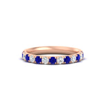 Load image into Gallery viewer, half-carat-french-pave-diamond-band-with-sapphire-in-rose-gold-FD9331ROBGSABL-0.50CT-NL-RG
