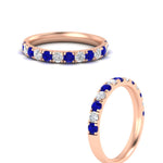Load image into Gallery viewer, half-carat-french-pave-diamond-band-with-sapphire-in-rose-gold-FD9331ROBGSABLANGLE3-0.50CT-NL-RG
