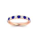 Load image into Gallery viewer, half-carat-french-pave-diamond-band-with-sapphire-in-rose-gold-FD9331ROBGSABLANGLE5-0.50CT-NL-RG
