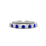 Load image into Gallery viewer, half-carat-french-pave-diamond-band-with-sapphire-in-white-gold-FD9331ROBGSABL-0.50CT-NL-WG
