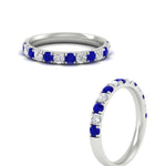 Load image into Gallery viewer, half-carat-french-pave-diamond-band-with-sapphire-in-white-gold-FD9331ROBGSABLANGLE3-0.50CT-NL-WG
